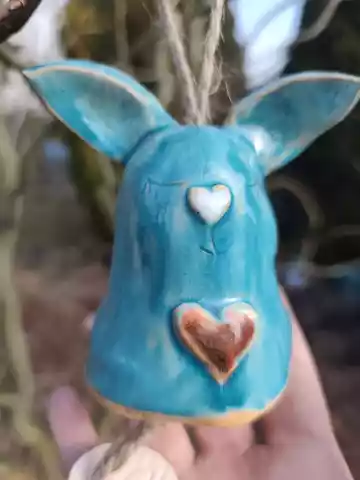 dzwonek zając ceramiczny