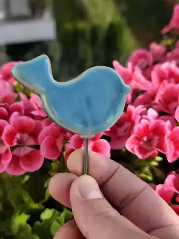 Ptaszki ceramiczne - ozdoba do kwiatka