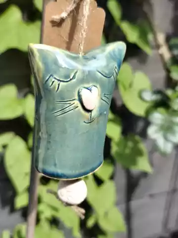 Dzwonek ceramiczny kot