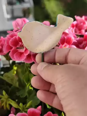 Ptaszki ceramiczne - ozdoba do kwiatka