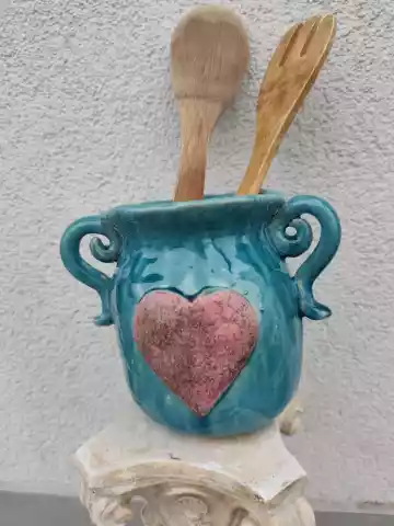dzbanek ceramiczny na łyżki