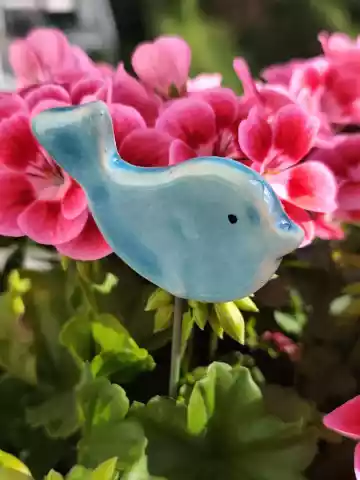 Ptaszki ceramiczne - ozdoba do kwiatka