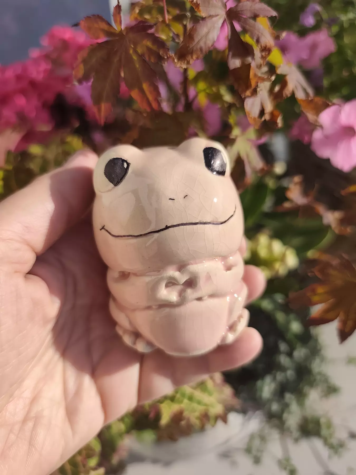 Żaba ceramiczna różowa