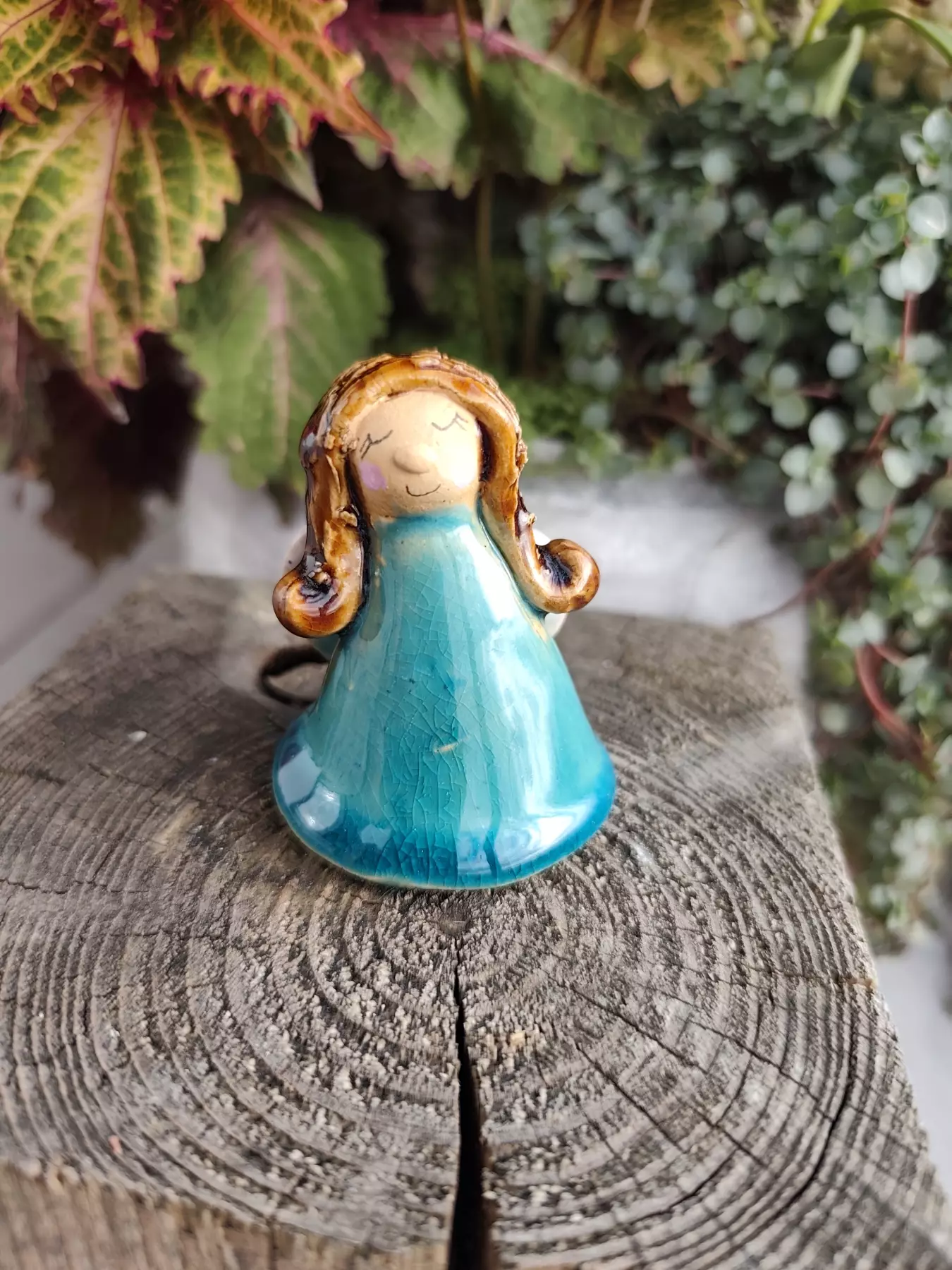 Aniołek ceramiczny w turkusowej sukience