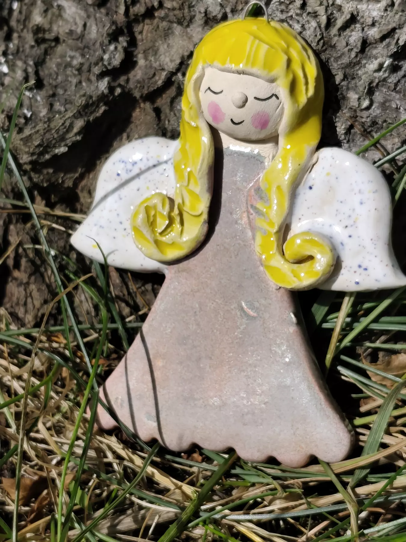 Aniołek ceramiczny róż