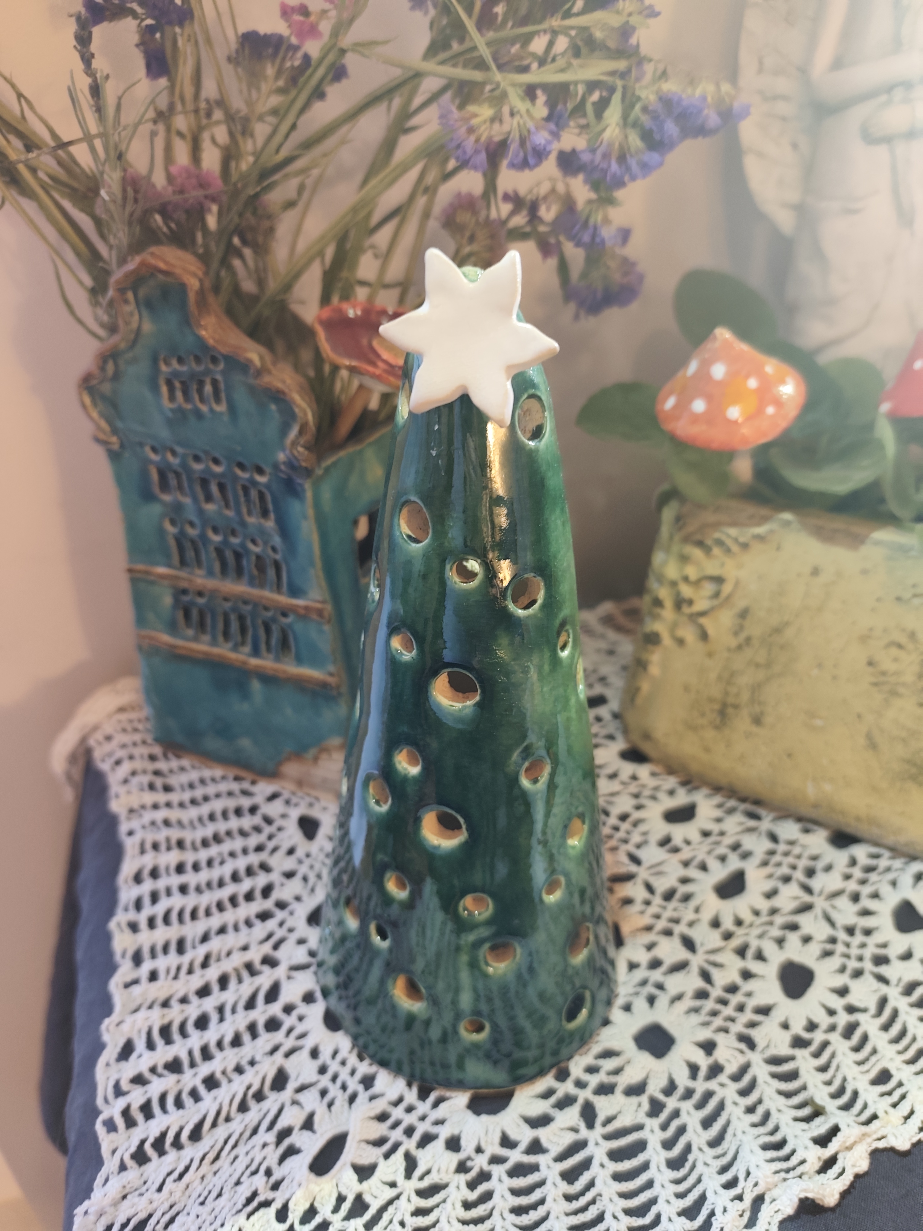 choinka ceramiczna lampion