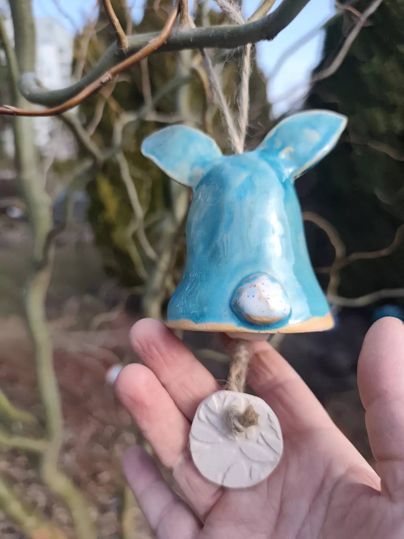 dzwonek zając ceramiczny