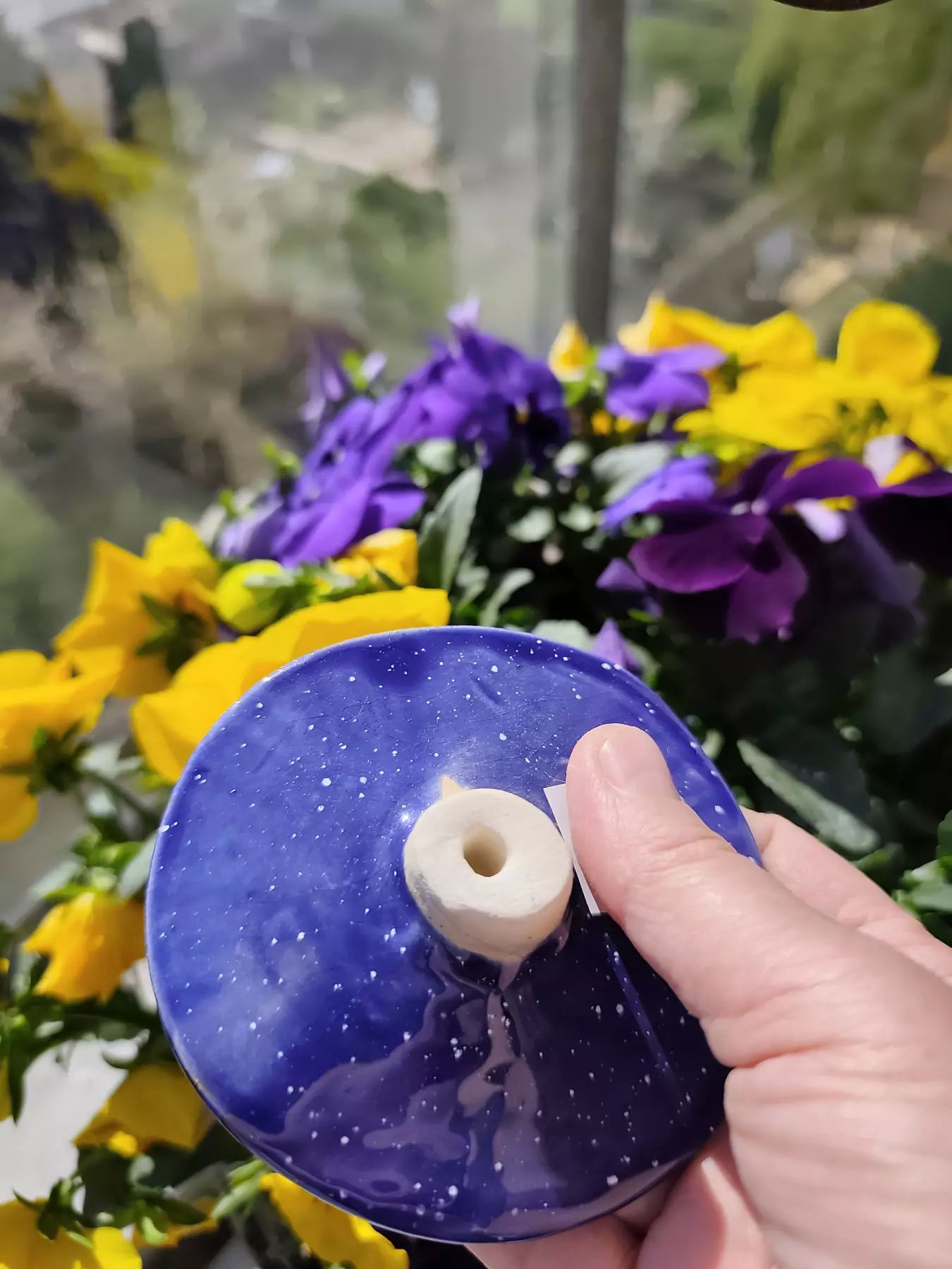 Kwiaty ceramiczne 2szt na drewnianych kijkach