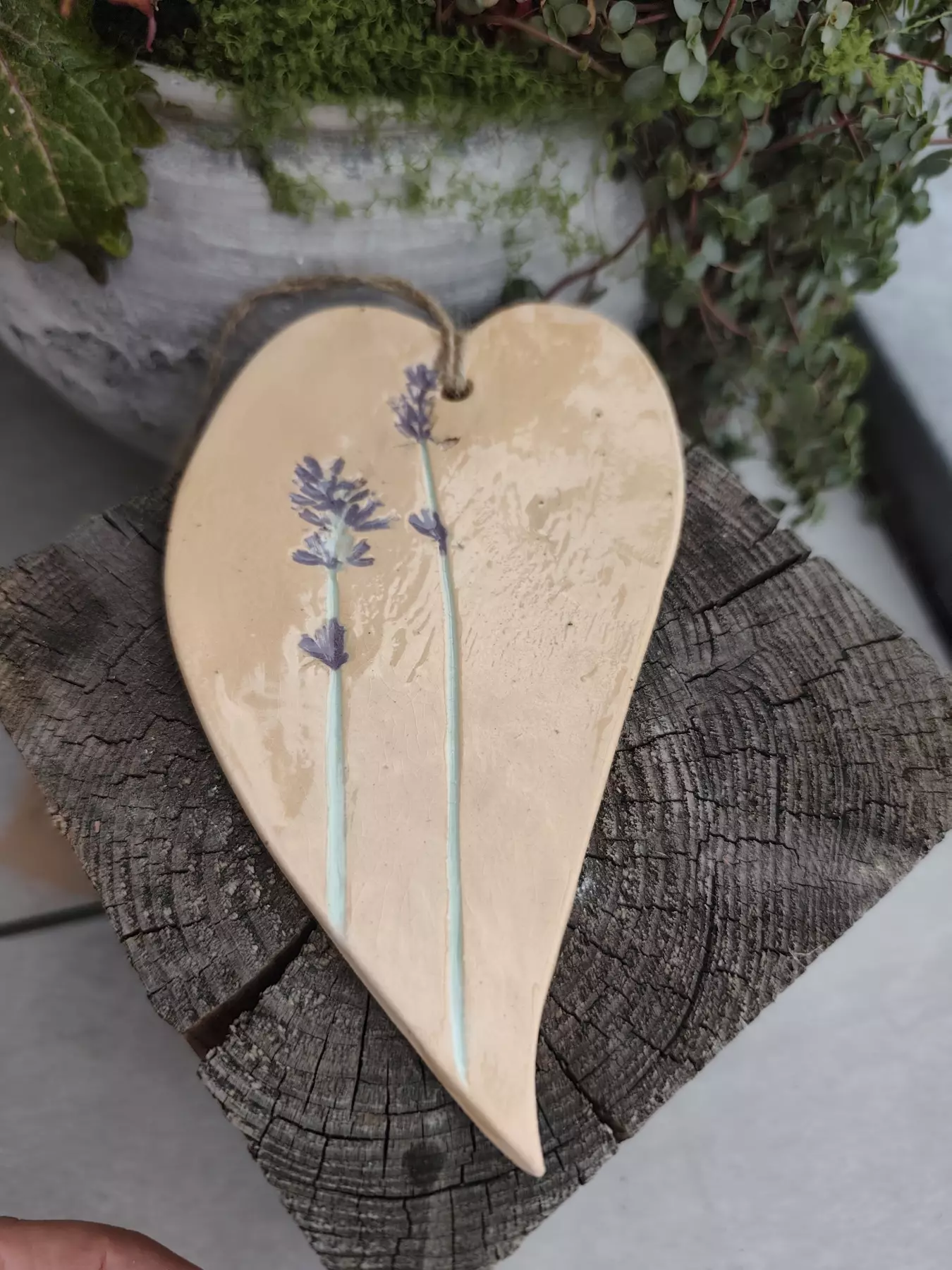 Serce ceramiczne z lawendą