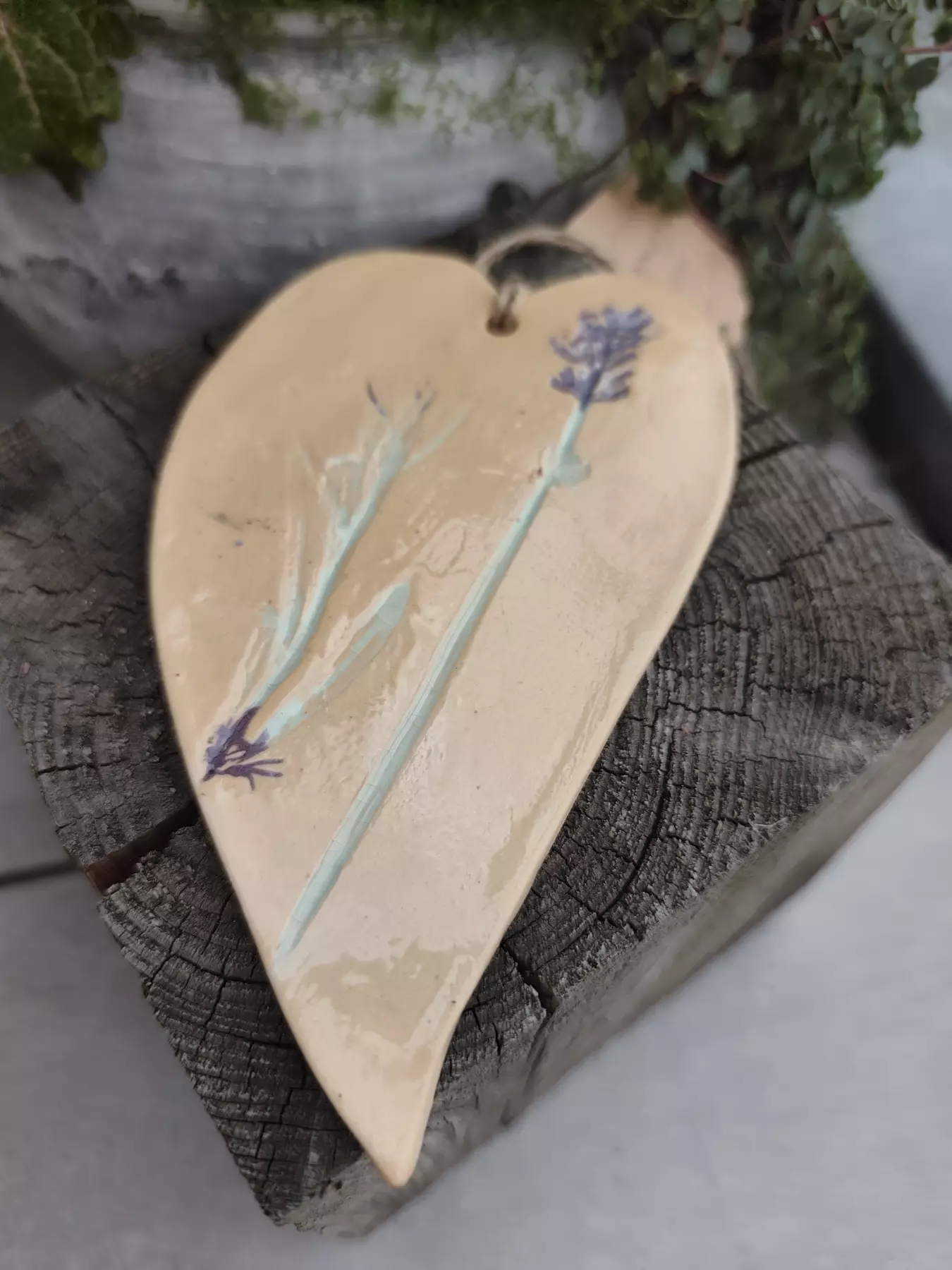 Serce ceramiczne z lawendą zawieszka